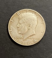 Fél Dollár Half Dollar 1969 Kennedy USA  John F. Kennedy portréval