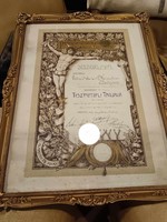 Paper merchant's certificate from 1902, antique paper with beautiful graphics, framed, as decoration