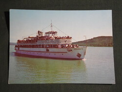 Postcard, Balaton beach, Beloianis cruise ship