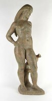 1P605 Takács Ödön (1904-1979) : 1949 Nagyméretű "Korsós leány" kerámia szobor 60 cm