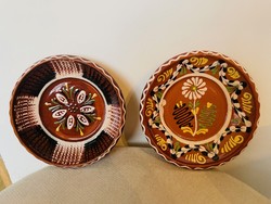 2 Koroknay Tolna ceramic decorative plates with mud pattern