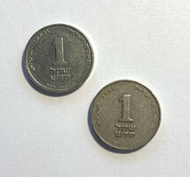 2 pcs 1 shekel Israel 1 new shekel 1988