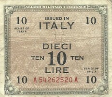 10 Lire lira 1943 Italy military militari 2.