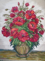 Gobelin pipacsos kép .Hatalmas  71 x 56 cm.