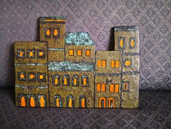Bod Éva falikép, házak, város részlet. 37,5 X 27 cm