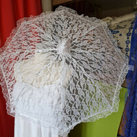 Wedding ele23 - snow white automatic lace bridal parasol
