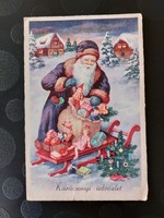 Régi karácsonyi képeslap Mikulás Télapó
