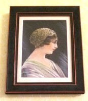 Hagyatékból Art Deco olajfestmény/vászon, női fej fejfedővel 1920-ból