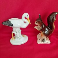 Porcelain squirrel and stork
