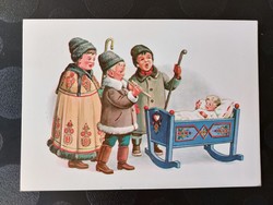 Retro karácsonyi képeslap betlehemesek