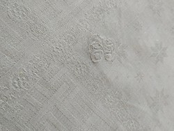 Szép mintájú damaszt szalvéta monogram hímzéssel, hibátlan, 100 éves (5)