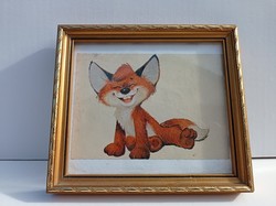Vuk the little fox postcard in a gilded frame
