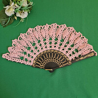 Wedding ele21 - pink crochet bridal lace fan