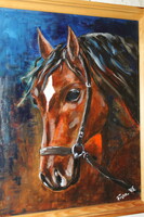 Signed equestrian painting 798