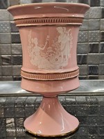 Il Verrocchio Florance Italy rózsaszín mázas olasz majolika kaspó