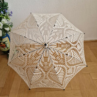 Wedding ele06 - crocheted ecru bridal lace parasol