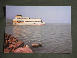 Képeslap, Balaton részlet, látkép, Siófok katamarán hajó