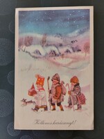 Régi karácsonyi képeslap 1956 betlehemesek