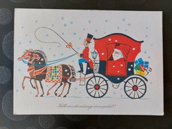 Retro Christmas card Santa Claus with carriage Santa Claus 1978