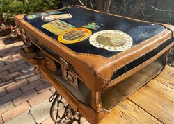 Black lacquered suitcase, retro suitcase