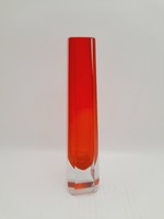 Czech orange retro colored glass vase, 20.7 cm