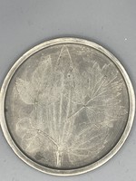 Pewter bowl with leaf pattern