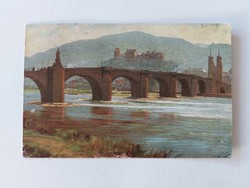 Old postcard landscape bridge h. Hoffman