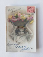 Old postcard photo of little girl