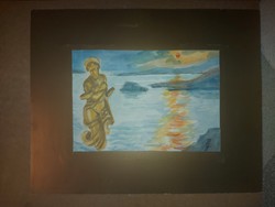 L.Kovács Júlia/Pósfai Júlia/Pósfainé: "Görög tenger", festmény  akvarell, 30x42 cm