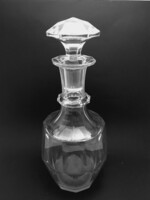 Biedermeier large heavy glass bottle with original stopper, 32.5 cm