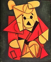 Cubist Winnie the Pooh (painting by Péter Domján)
