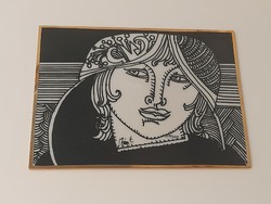 Szász Endre Hollóházi porcelán kép, limitált, sorszámos, 11,5 x 8,5 cm