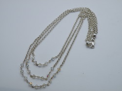 Uk0217 lovely three-row silver necklace with translucent crystals 925