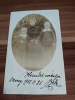 Antique photo sheet, family picture, mother with two little boys, 1905