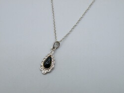 Uk0219 cute black stone silver pendant and necklace 925