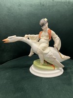 Herend Goose Matyi porcelain figurine 20/26cm. Immaculate condition!