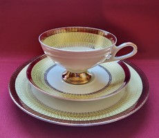 Gkc bavaria german porcelain breakfast set coffee tea cup saucer small plate with gold pattern