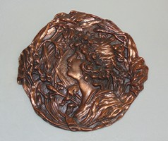Art Nouveau lady metal wall ornament 30 cm