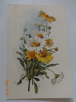 Old graphic floral greeting card - postage clean