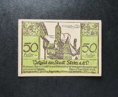 Ausztria 50 Heller, "Stein in der Donau" 1920, bélyegzett hátlap