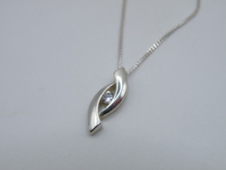 Uk0208 silver clear stone pendant and silver necklace 925