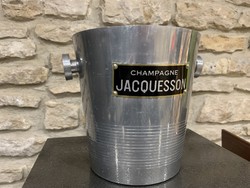 Vintage Jacquesson pezsgős jégveder az 1960-as évekből, merev fogantyúkkal és szegecselt plakettel