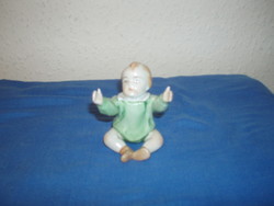 Zsolnay sinkó approx. 1900, baby. Hand-painted porcelain, flawless, m: 7 cm