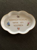 Herend bowl with inscription environmental protection days 1974 Veszprém