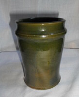 Green handcrafted ceramic cup