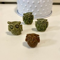 From the owl collection, 4 solid ceramic owls 3.6 cm rarity, from an old collection
