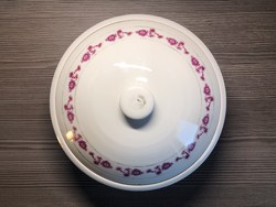 Bowl of porcelain soup with floral pattern