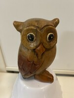 Carved wooden owl statue ornament 12 cm, one piece of a huge owl collection