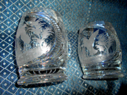 2 db Csiszolt vadászjelenettel  kristály  üveg korsó- az ár a 2 db-ra vonatkozik