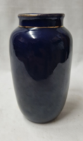 Rhyolite, cobalt blue vase by old Holloháza craftsman (1939-1949 with gold mark)